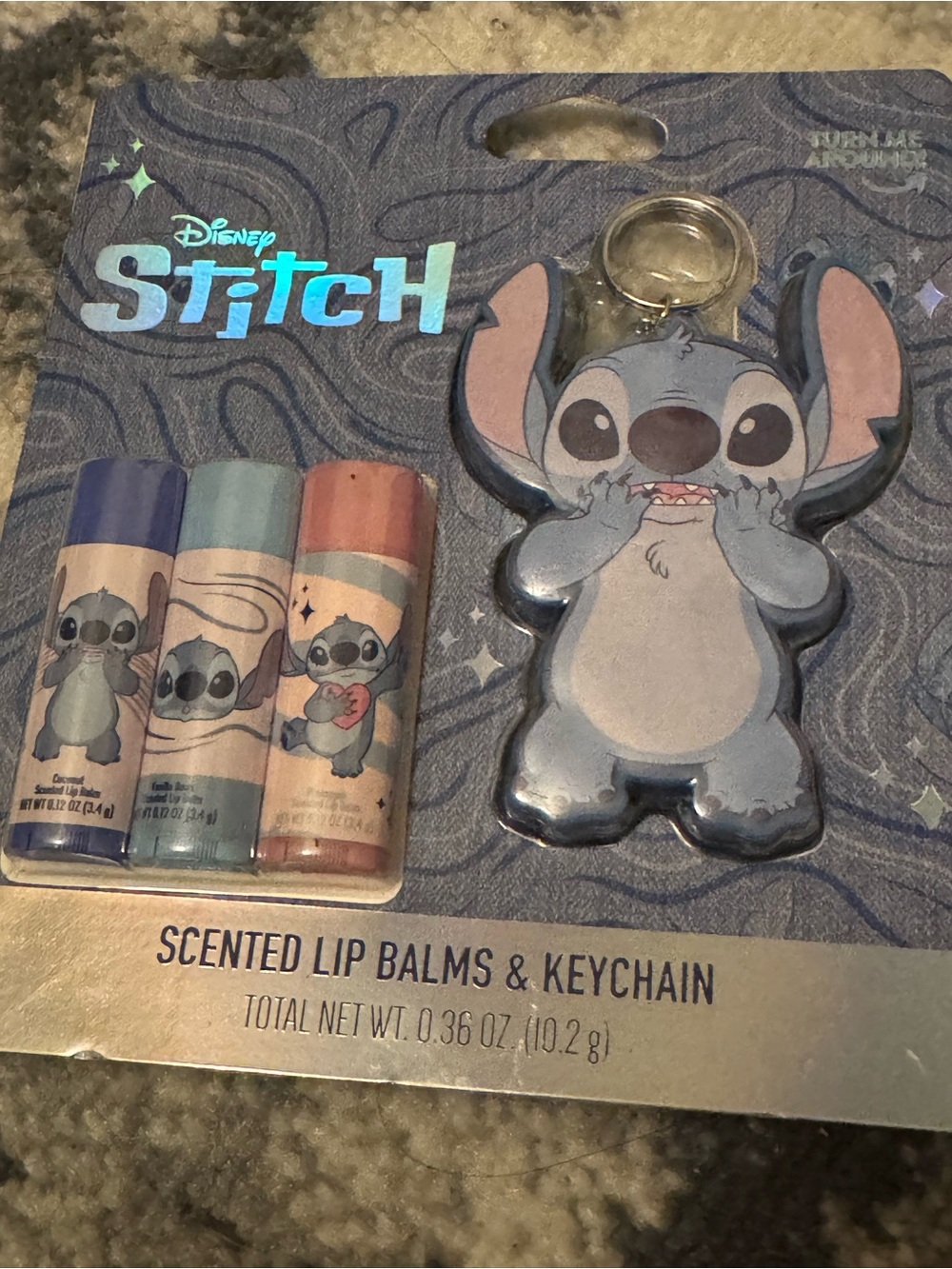 Disney Stitch Scented Lip Balm 3-Pack with Keychain